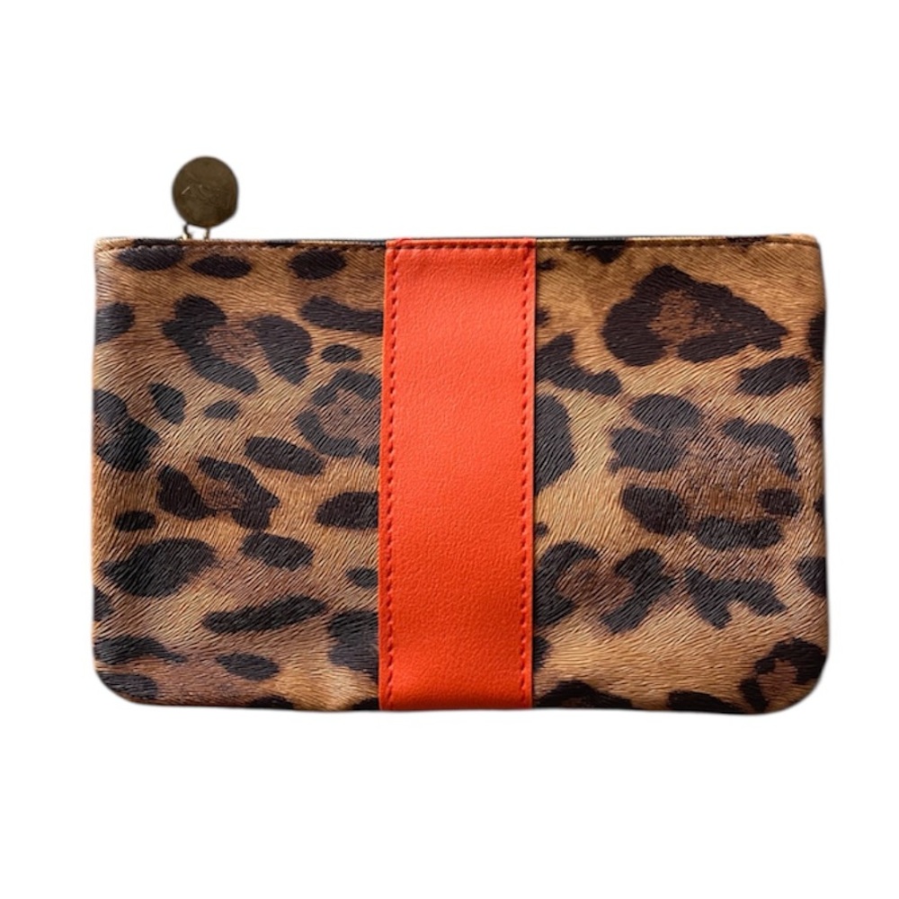 Ipsy cheetah print/orange makeup pouch